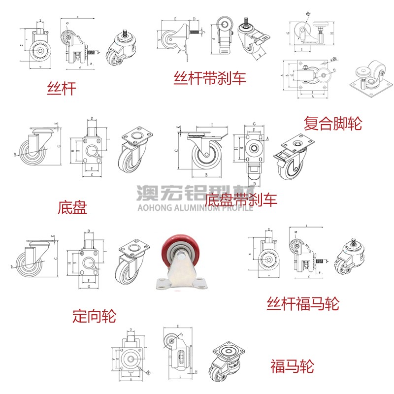 脚轮与工业铝型材框架连接